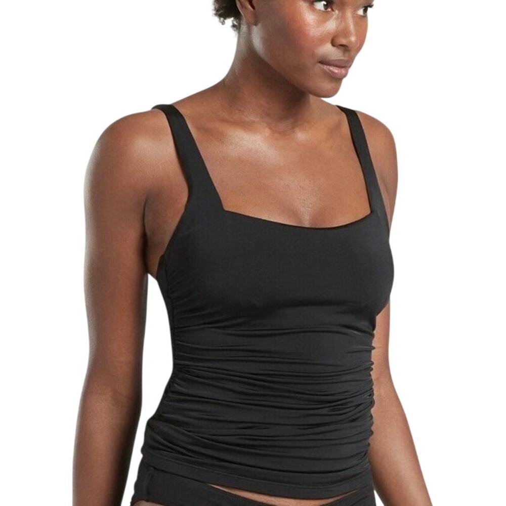 Athleta Black Aqualuxe Square Neck Bra Cup Tankini Swim Top Size 34B/C
